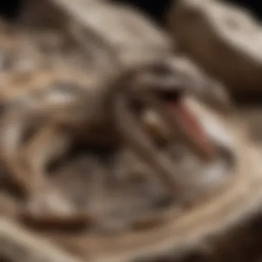 Close-up of intricate details on a pterosaur fossil