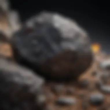 Rare Meteorite Specimen Detailing A stunning close-up of a rare meteorite specimen showcasing its unique texture and surface features.