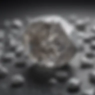 Close-up of a diamond and talc demonstrating hardness differences