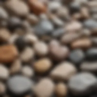 Close-up of various types of stones with labels