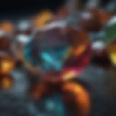 Colorful Reflections of a Gemstone A close-up view of a vibrant gemstone reflecting light in multiple colors