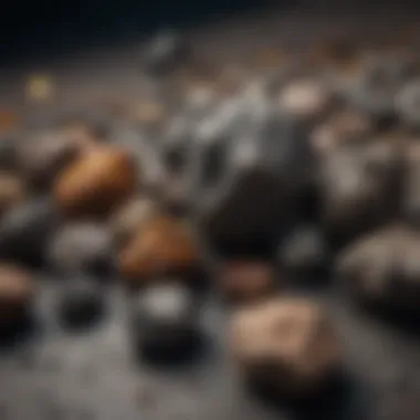 Diverse Meteorite Collection A collection of various meteorites arranged aesthetically
