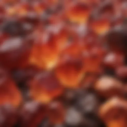 A stunning display of red orange crystals showcasing their vibrant color