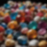 A vibrant display of Madagascar's unique gemstones showcasing their colors and variations.