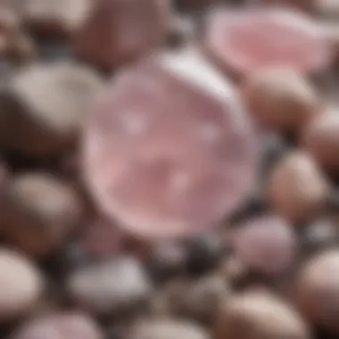 An artistic representation of the metaphysical properties attributed to rose quartz and other stones.