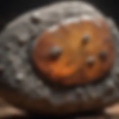 A beautifully decorated rock held in hand with clear glue applied.