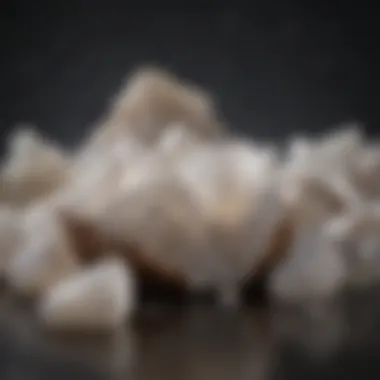 A variety of milky quartz specimens displayed on a velvet surface