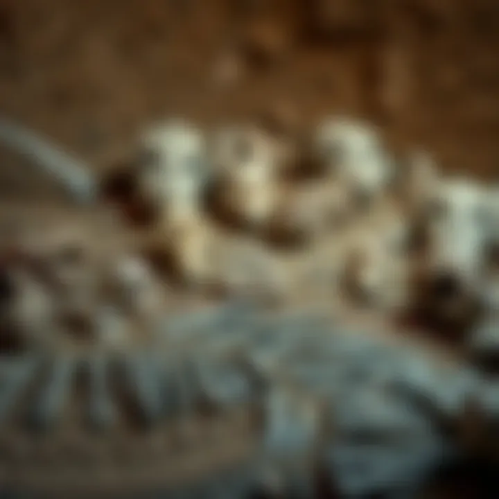 Detailed view of dinosaur bones and fossils in situ