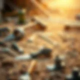 Dinosaur fossil excavation site showcasing tools and techniques