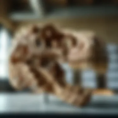 Intricately crafted dinosaur skull replica showcasing fine details