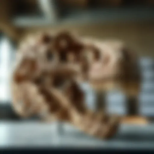 Intricately crafted dinosaur skull replica showcasing fine details