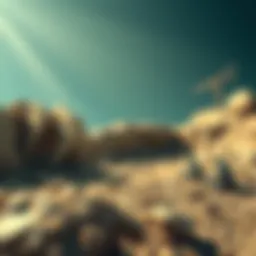 Fossil excavation scene in an interactive game