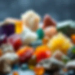 An array of vibrant mineral specimens showcasing diverse color and texture