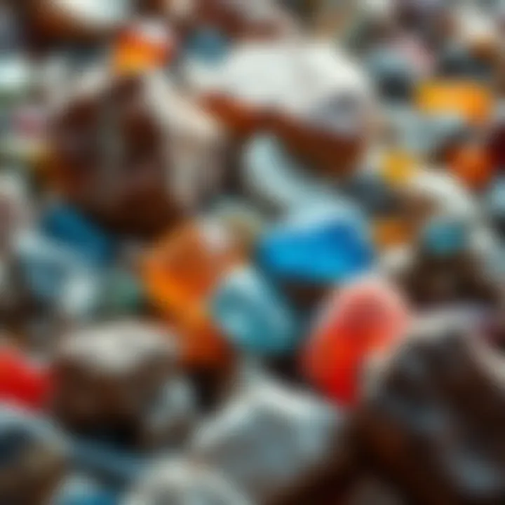 An array of colorful rocks highlighting their geological diversity.