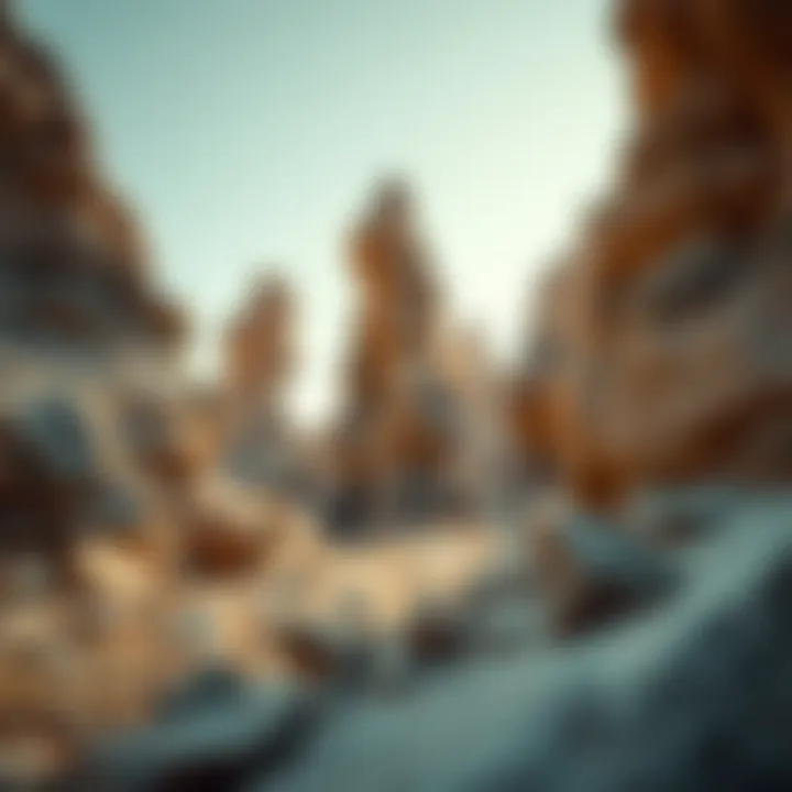 A serene landscape featuring natural rock formations.