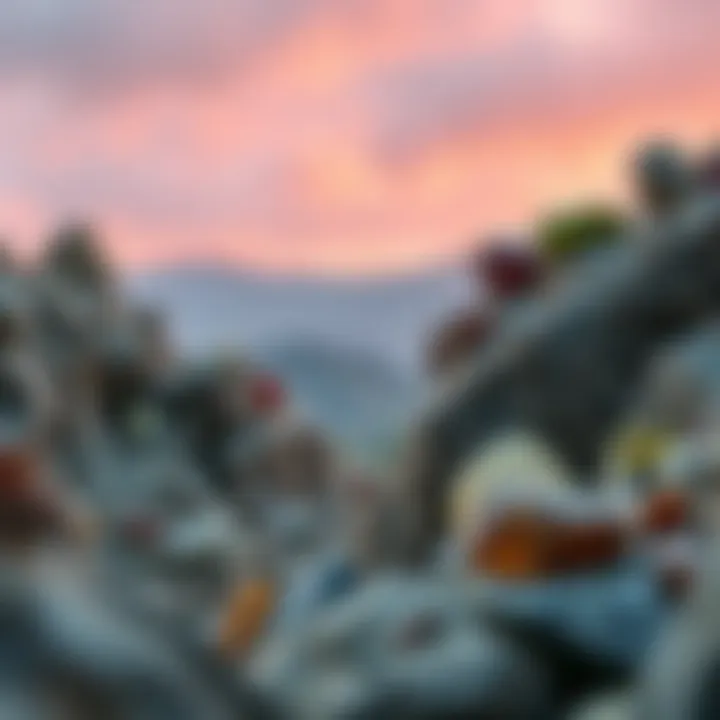 Geological Formations of Rare Stones An illustration depicting the geological formations where rare stones are found