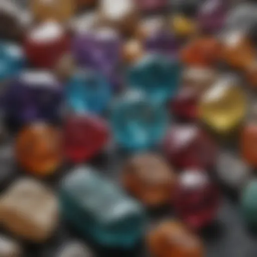 A vibrant collection of gemstones showcasing various colors and textures