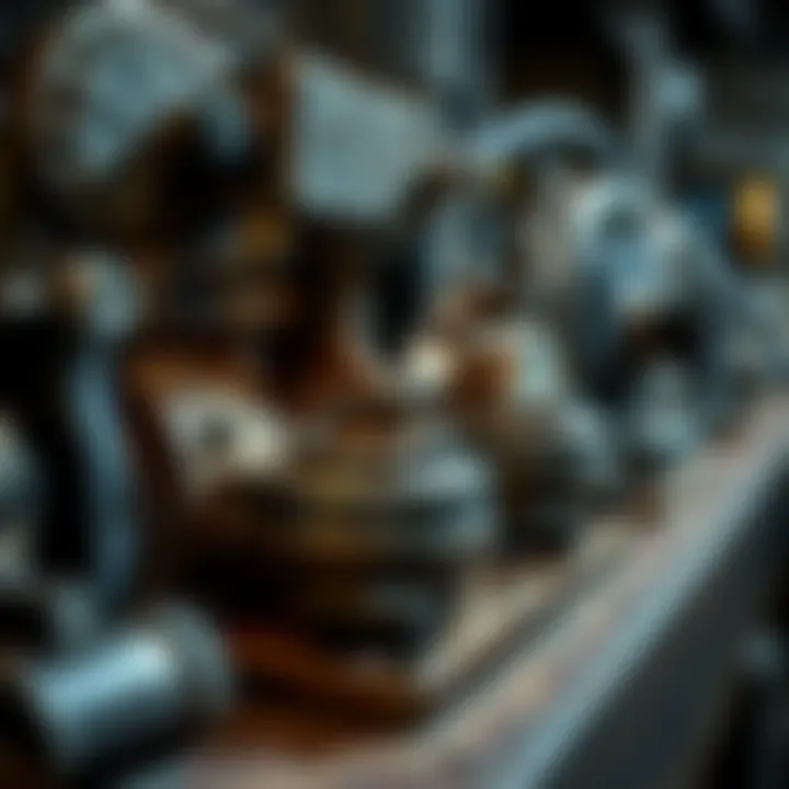 Intricate Components of a Lapidary Machine A used lapidary machine showcasing its intricate components