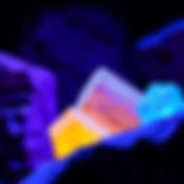 Geological specimens illuminated by 254nm UV light