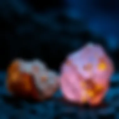 Comparison of minerals visible under normal and UV light