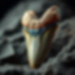 An exquisite 5 inch megalodon tooth showcasing its serrated edges