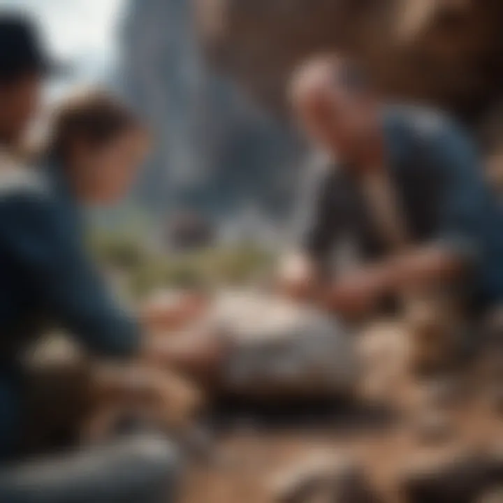 A professional consultation session between a rock geologist and a hobbyist, discussing findings.