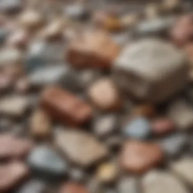 A close-up of geological rock samples showcasing various textures and colors.