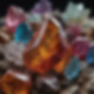 A stunning close-up of various natural crystals showcasing their vibrant colors and unique formations.