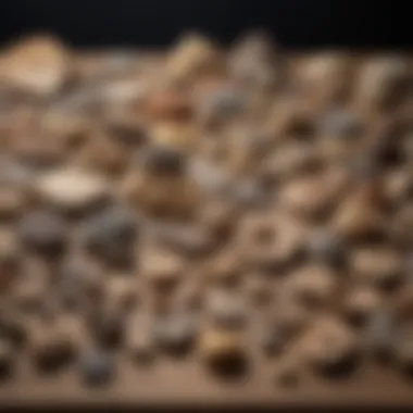 A diverse collection of fossil types displayed on a wooden table, highlighting their unique features.