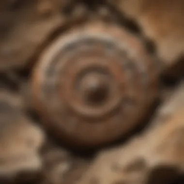Intricate Fossil in Sedimentary Rock An intricate fossil embedded in sedimentary rock, showcasing details of ancient life.
