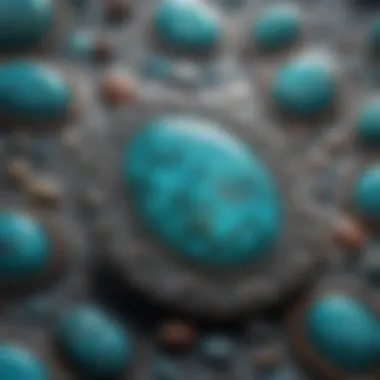 Stunning Turquoise Cabochon Patterns Close-up view of a stunning turquoise cabochon highlighting its unique patterns and colors.