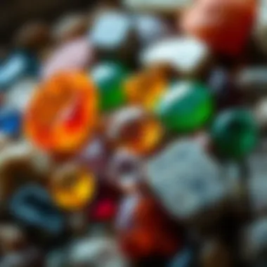 Close-up of various gemstones found along Southern California trails