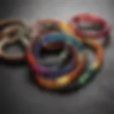 A vibrant array of chakra bracelets showcasing various gemstones and colors