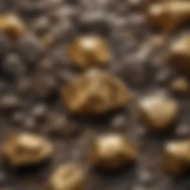 A close-up of gold ore, highlighting its mineral composition and the raw material for extraction.