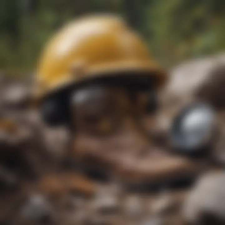 Safety gear for gold prospectors including boots and helmet