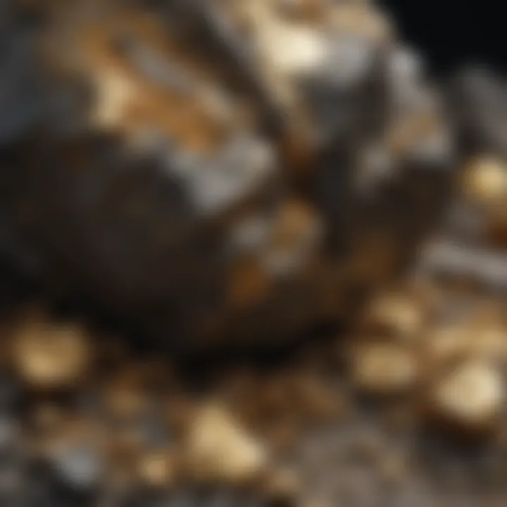 Close-up of gold ore with visible gold flecks