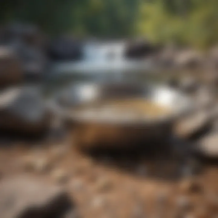 Gold panning equipment neatly placed for an outdoor adventure