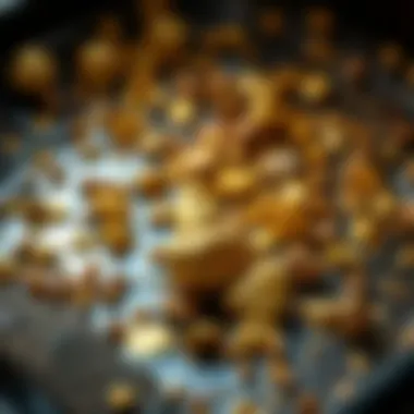 A successful gold panning result showcasing nuggets