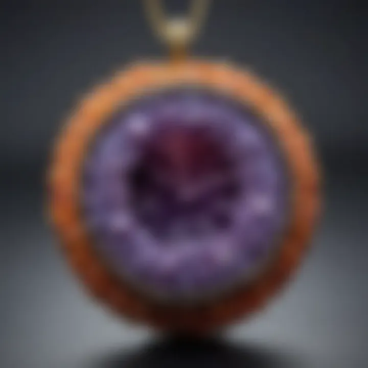 A close-up view of a stunning grape agate pendant showcasing its unique texture and color variations