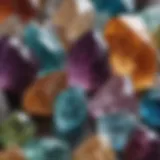 A close-up view of various genuine crystals showcasing their unique colors and textures