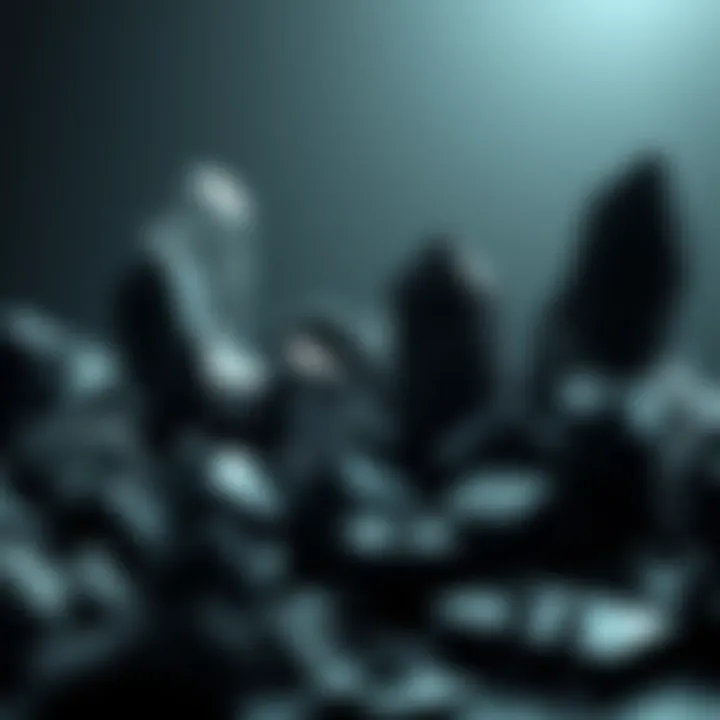 Artistic Arrangement of Black Crystals A collection of various black crystals arranged artistically