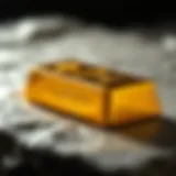 Close-up of a gold bar showing its lustrous surface