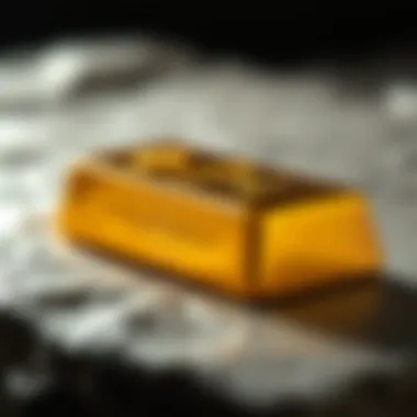 Close-up of a gold bar showing its lustrous surface