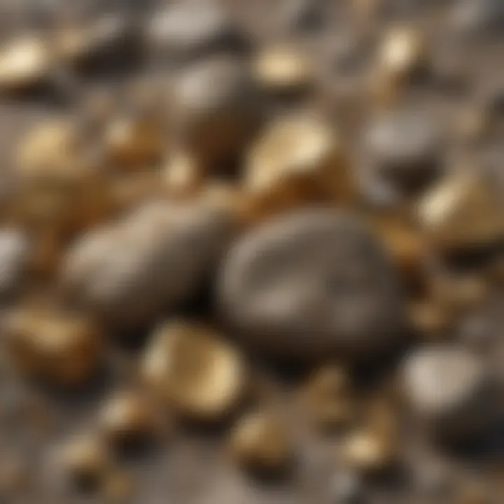 Various rock samples showcasing gold presence