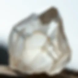Close-up of a quartz crystal showcasing its natural facets and clarity
