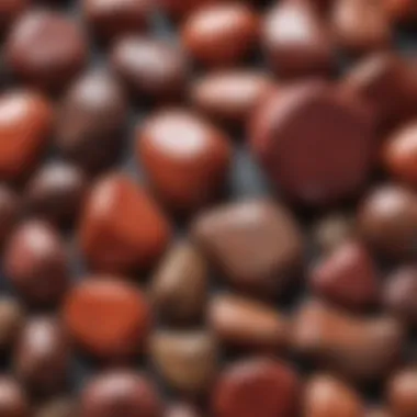 Comparison of raw red jasper with other similar gemstones for identification purposes.