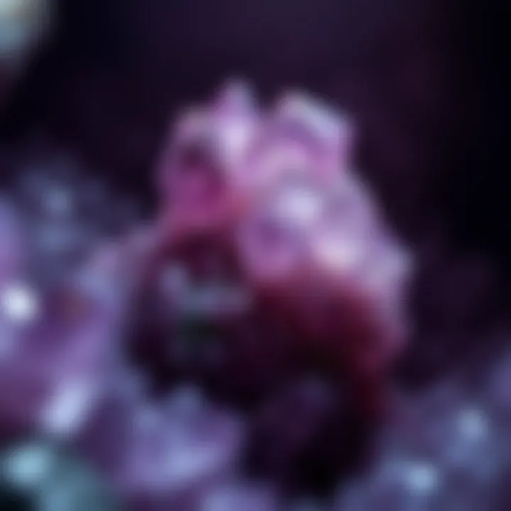 Close-up of intricate crystal formations inside a geode