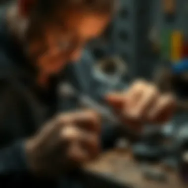 Precision Soldering Technique Jeweler demonstrating soldering technique with precision