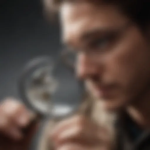 Close-up view of a jeweler using a magnification glass