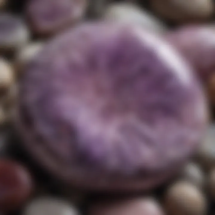 Lepidolite palm stone showcasing its unique purple hues and texture.